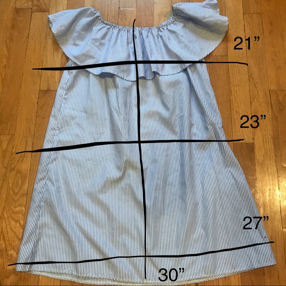 Blue Striped Off The Shoulder Ruffle Dress 👗 - Picture 8 of 8